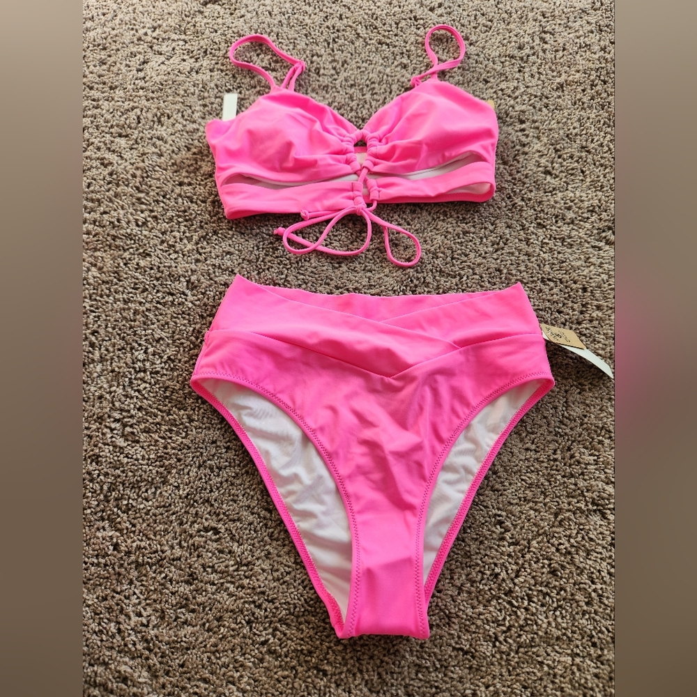 PINK hot pink bikini set